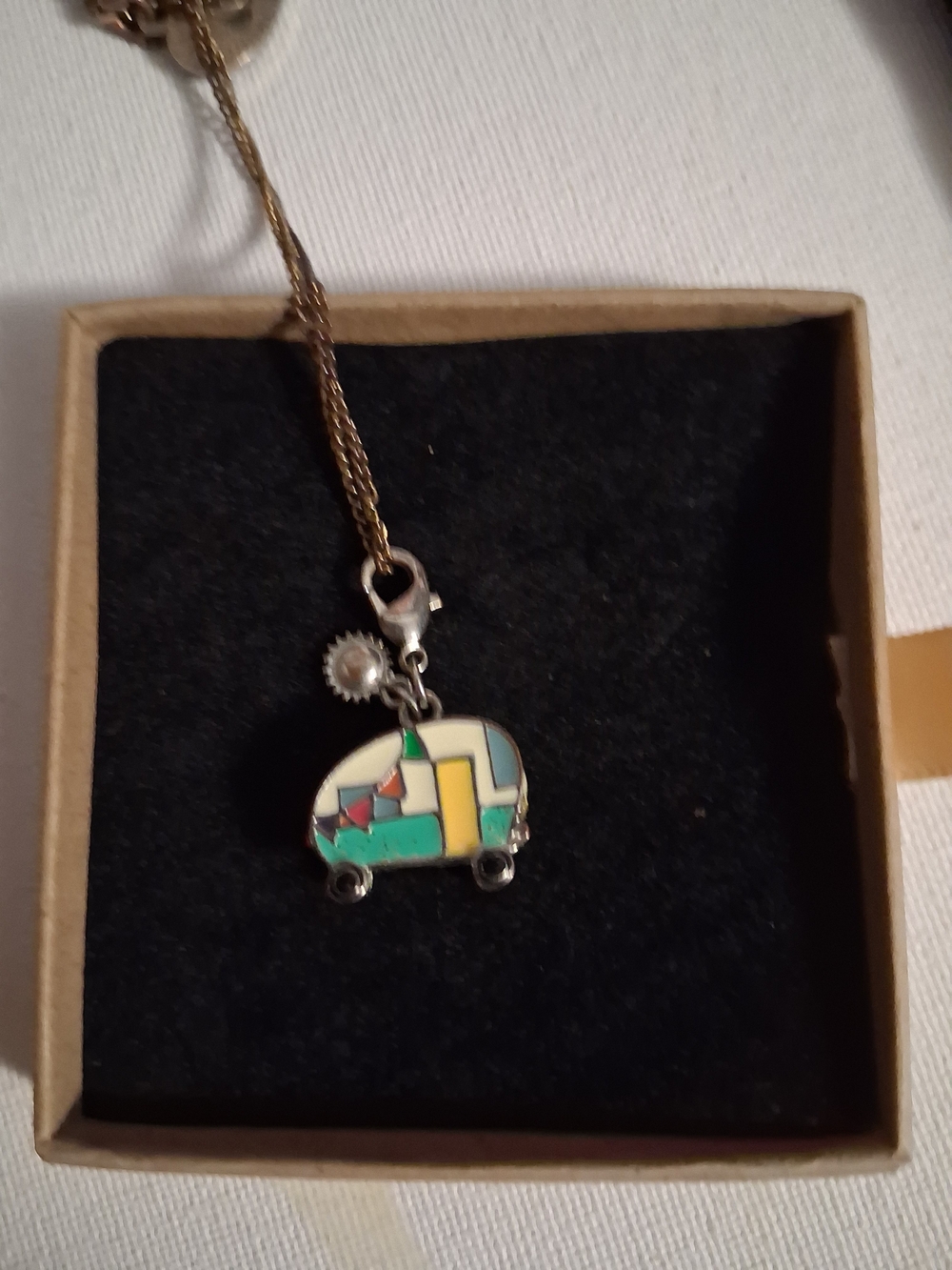 Source Unknown Gold Tone Caravan Charm Bracelet - Green, Yellow, Cream, Red
